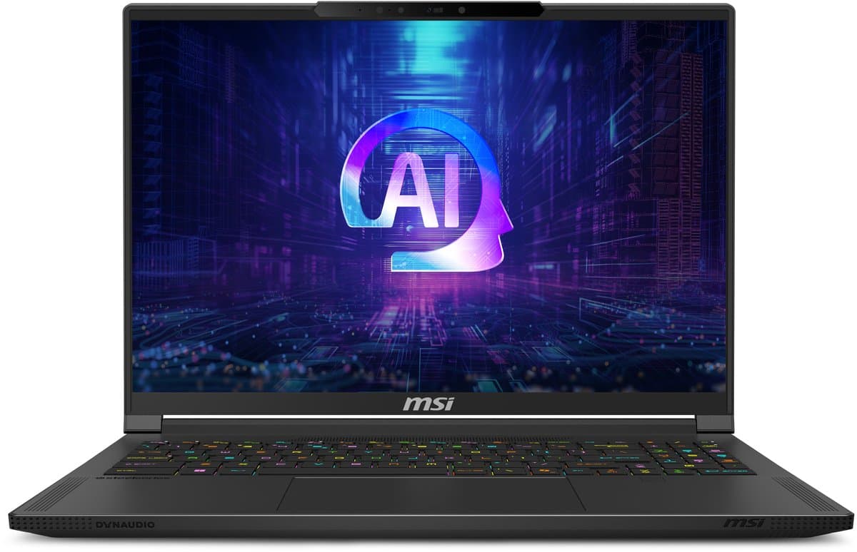 "MSI Stealth A16 AI+ A3XWIG-016NL - Laptop - 16"" - 2560 x 1600 @ 240 Hz - AMD Ryzen AI 9 HX 370 - 32 GB DDR5 - 2 TB SSD - NVIDIA GeForce RTX 5080 - Wi-Fi 7 - Windows 11 Home - Qwerty - Zwart" — afbeelding 1