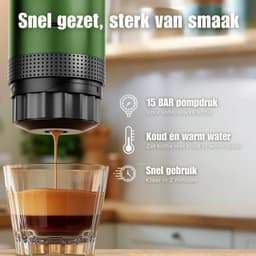 Draagbare koffiemachine - Cuisina Lumina ® - Hoogwaardige kwaliteit - 120 ML - Voor onderweg - Draagbaar koffiezetapparaat - Camping gadget - Oplaadbaar - Verwarmt water - Koffiecups & gemalen koffie - Espresso & Lungo - Matte groen — thumbnail 4