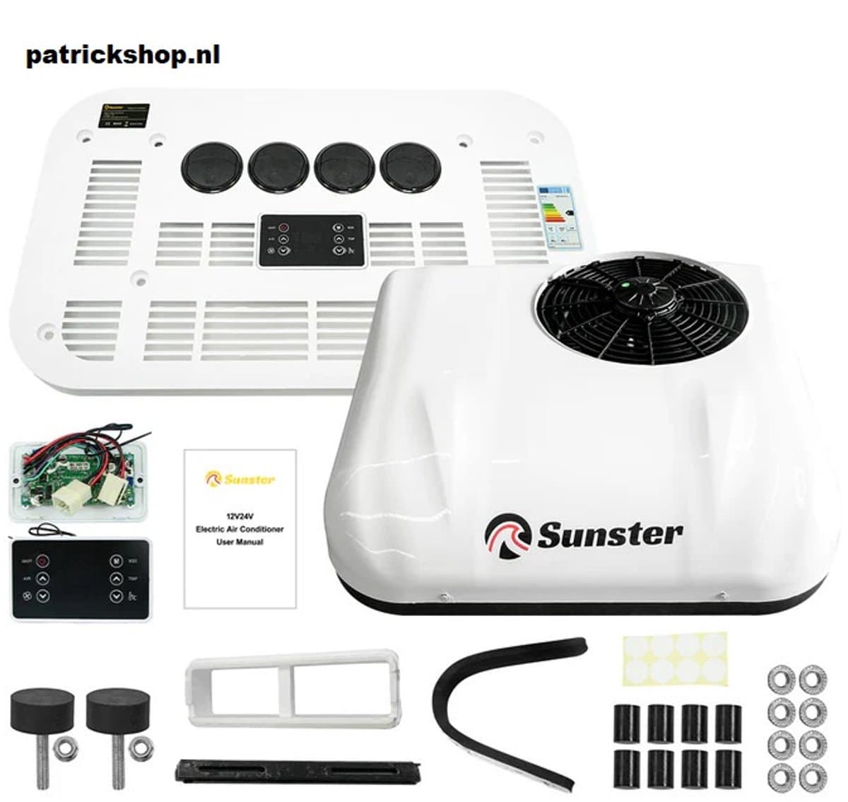 Dak Airconditioner - Air conditioning - 10000 BTU - 150-400m³/u - 1-3KW - 24V Efficiënte Koeling, Met Afstandsbediening, voor RV, camper, Vrachtwagens, Boten — afbeelding 1