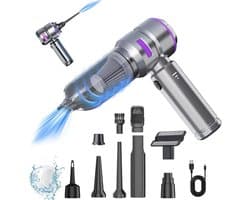 CLGP® Kruimeldief Draadloos - Auto Stofzuiger - Handstofzuiger - Zilver en Paars