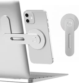 Magnetische Telefoonhouder voor Laptop – Aanpasbare Telefoonmonitor Zijbevestiging – Compatibel met iPhone 13/12 Series – Dun & Opvouwbaar -Zilver — thumbnail 2