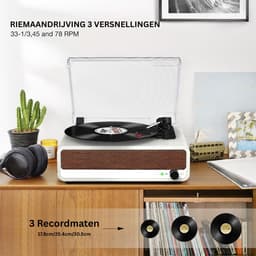 CRLYN® Platenspeler Bluetooth - CD Speler met Speakers - Vintage - Wit — thumbnail 4