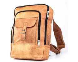 Rugtas “Urban Vintage” Echt Leer – Ruwe Leder - Cognac Bruin - 34 x 38 x 10 cm – A4 documenten / Laptop 15 inch – Lota Model 040
