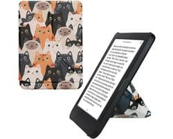 kwmobile e-reader hoesje geschikt voor Kobo Clara BW / Colour hoes - Ereader flip case met standaard - E reader cover van kunstleer - In oranje / zwart / wit