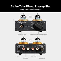 Fosi Audio BOX X2 HiFi Buis Phono Voorversterker voor MM Draaitafel met Multifunctionele Knop, Gain Verstelbaar - 3.5mm AUX Ingang en RCA Lijnuitgang — thumbnail 2