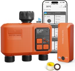 Intelligente irrigatiecomputer, wifi, 3 uitgangen met 300 meter RF super wifi-afdekking, tuinirrigatiesysteem met regenkrant, app en spraakbesturing, automatische timer — thumbnail 1