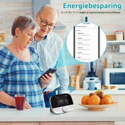 Intelligente wifi-thermostaat voor gasboiler, T9W RF kamerthermostaat met -ontvanger, programmeerbaar, wandmontage, compatibel met en Google — thumbnail 3