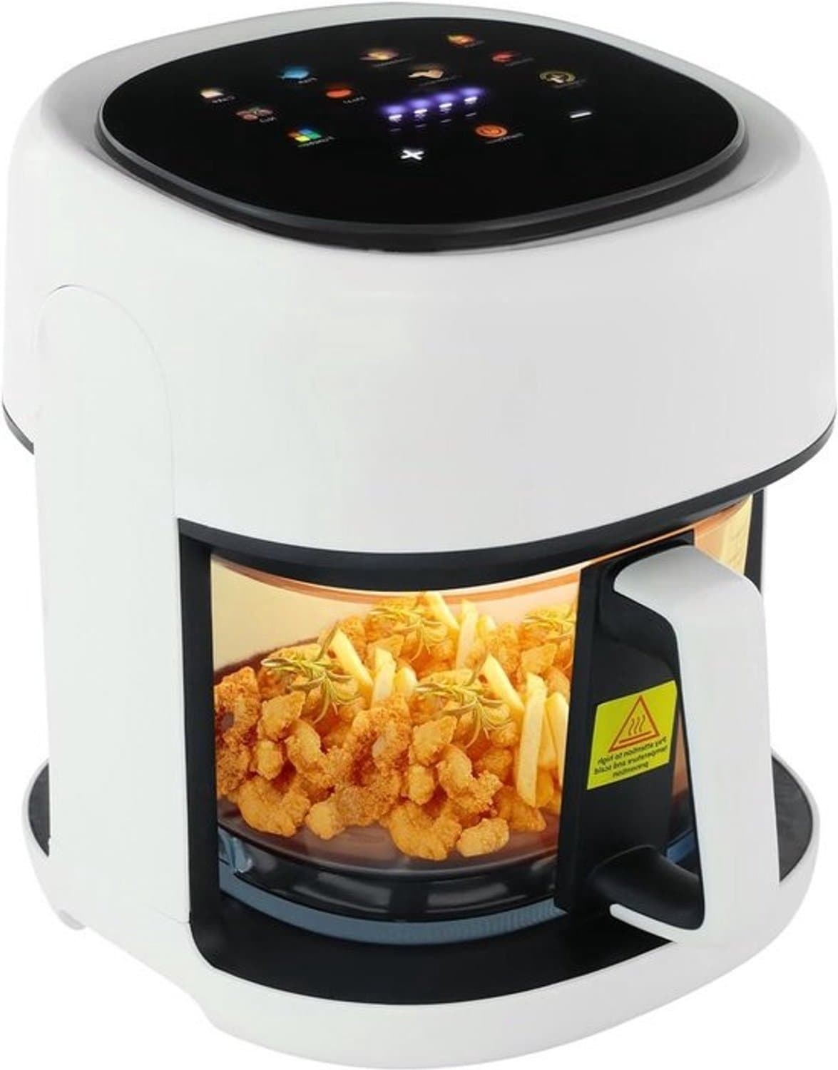 Heteluchtfriteuse - Airfryer frituurpan - Voor gezond koken - Glazen bakmand - 33 liter - Zwart-wit — afbeelding 1