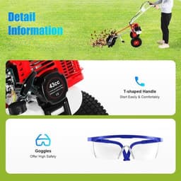 Benzine Veegmachine - Motorbezem - Opritten Reinigen - 60 cm Werkbreedte - 43 CC - Rood — thumbnail 2