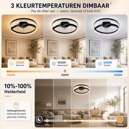 MUPOO Moderne Plafondventilator met Verlichting met Inklapbare Bladen 45 cm - Ventilatorlamp ruimtebesparend -Dimbare LED 3000-6500K - Stil & 6 Snelheden -Omkeerbaar - App & Afstandsbediening - voor Slaapkamer en Woonkamer — thumbnail 2