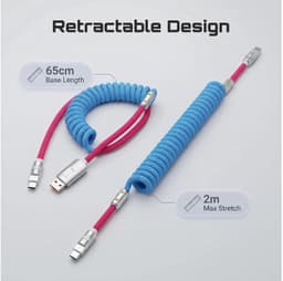 Oprolbare USB-A naar USB-C Kabel 2 Meter Nylon Gevlochten 120W PD3.1 Snelladen Kabel Telescopisch Voor iPhone 15 16 17 Pro Max Samsung Galaxy S23 Xiaomi Android Smartphones — thumbnail 4