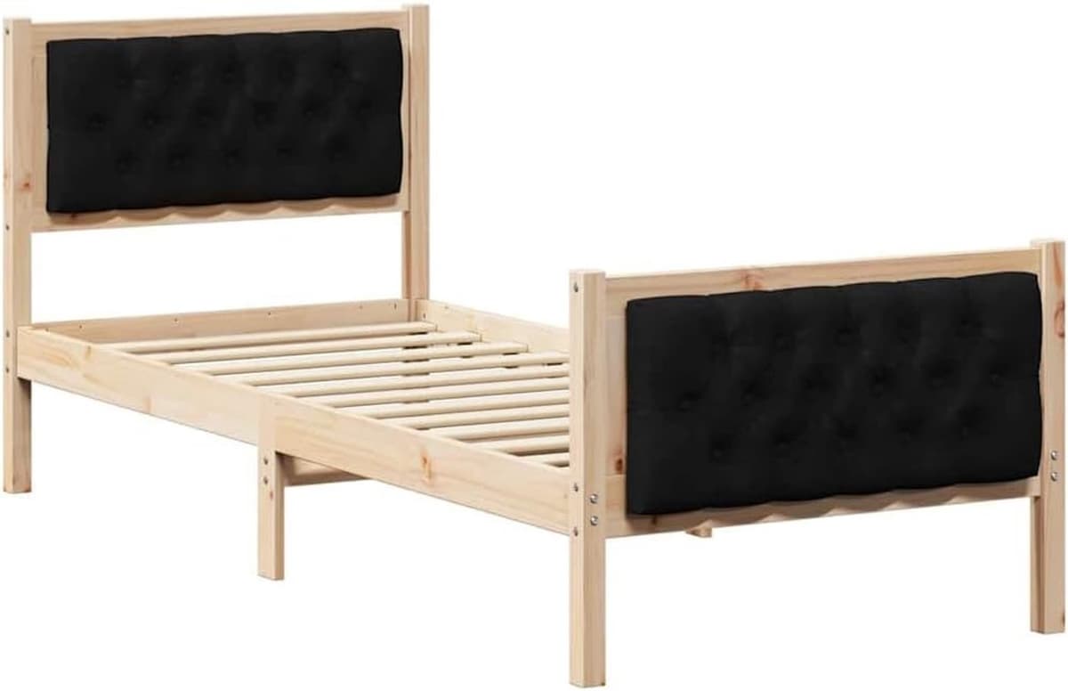 Bedframe zwart, 80 x 200 cm, massief grenen — afbeelding 1
