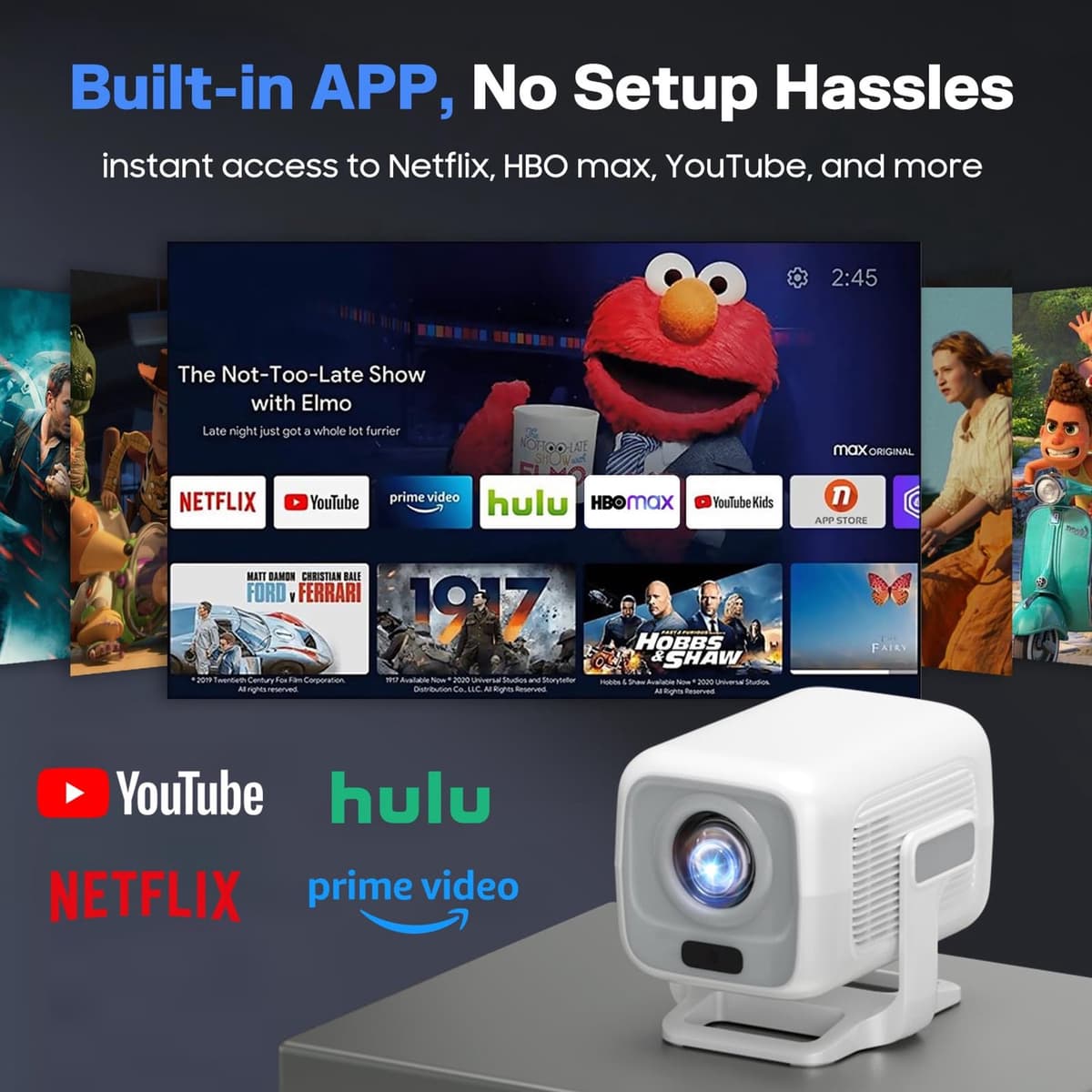 Beamer Draagbare Mini Projector - 1920x1080 Full HD Resolutie - LED Display - WiFi 6 Bluetooth 5.2 - Voor Thuisbioscoop Gaming Educatie — afbeelding 1