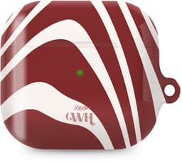 xoxo Wildhearts hoesje geschikt voor AirPods 5 - Boogie Wonderland Red - Ook als telefoonhoesje verkrijgbaar - schokbestendige case - koptelefoonhoes - Beschermhoes met met golvende print - golven - rood — thumbnail 1