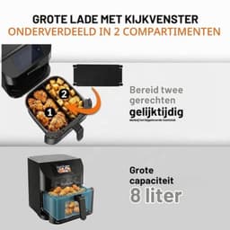 Heteluchtfriteuse XXL 8L, 40 geïntegreerde recepten, 11 programma's, 80-200 °C en timer, wifi-app en touchscreen-bediening, grote lade, antiaanbaklaag, airfryer zonder olie voor het gezin — thumbnail 4