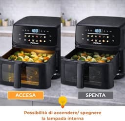 Heteluchtfriteuse Luchtfriteuse - 10 Liter Capaciteit - 2100 Watt Vermogen - Kunststof Materiaal - Zwart Kleur - Voor Bakken En Grillen — thumbnail 3
