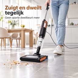 Cheqo® Steelstofzuiger met Dweilfunctie - 2-in-1 Stofzuiger en Dweil - Dweilstofzuiger met Snoer - Handstofzuiger - Kruimeldief - Vloerreiniger - Stofzuiger zonder Zak - HEPA Filter - 500W - 15000 Pa Zuigkracht - Lichtgewicht - Zwart — thumbnail 2