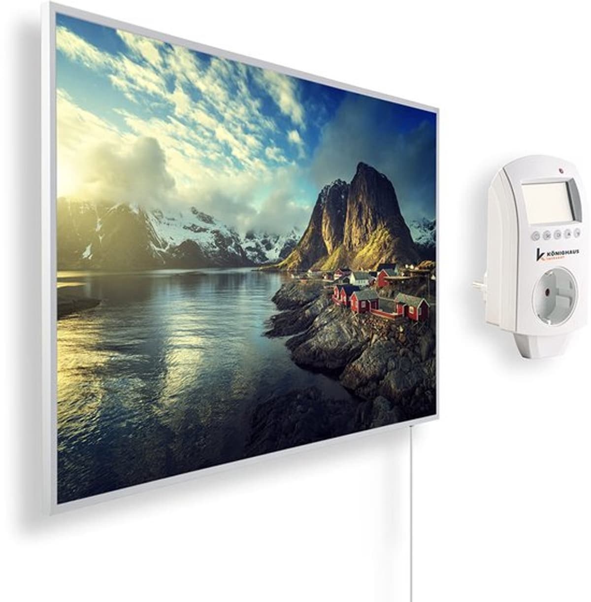 Infrarood Beeldverwarming 300 Watt - Uitzicht Op Noorwegen - 50x60 cm - Elektrisch - Wandverwarming - Woonkamer Verwarming — afbeelding 1