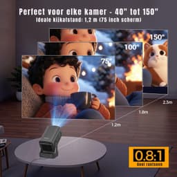 Draagbare Beamer - 4K met Native 1080P - Mini Projector - Draagbare Mini Beamer - Zwart - 19cm x 16cm x 14cm — thumbnail 2