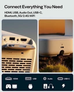 Draagbare Beamer Enige Uitvoering - 1080P Native Resolutie - LCD Scherm - Wit - Voor Thuisbioscoop En Gaming — thumbnail 4