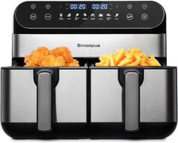 Heteluchtfriteuse – Dubbele Manden – 10 Liter – ABS en PC – Zwart – 8 Programma's – Uitschuiflades — thumbnail 3