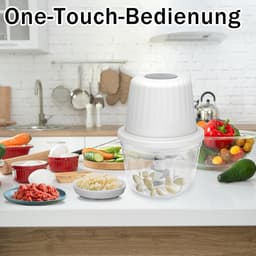 Elektrische uiensnijder - uienhakmolen - groentehakmolen - mixer - multifunctionele hakmolen - 400 ml - werkcontainer met type C-oplaadkabel voor vlees - uien - knoflook - noten (wit) — thumbnail 2
