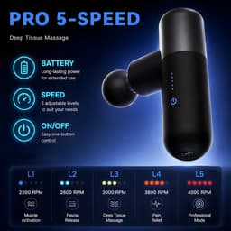 Zerolia Mini Massagepistool, Massageapparaat met Koolborstelloze Motor, 5 Snelheden, Druksensor, 4 - ShopVlot — thumbnail 4