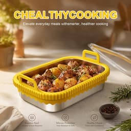 Airfryer voor COSORI heteluchtfriteuse 2 kamers/Ninja heteluchtfriteuse AF400EU/DZ400EU/AF451EU hittebestendig van roestvrij staal 304, krasbestendig, vaatwasmachinebestendig (geel, zonder — thumbnail 5