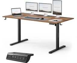 SENSE7 NOJO LIGHT - Elektrisch Verstelbaar Bureau - 160x80 cm - Geheugenfunctie - Zit Sta Bureau - Computertafel - Donkerbruin — thumbnail 1