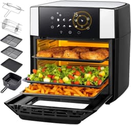 DayeLabel Airfryer - Oven 15L – Hetelucht Oven – Heteluchtfriteuse met Rotisserie – LED Touchscreen – 10 Programma's - Zwart — thumbnail 1