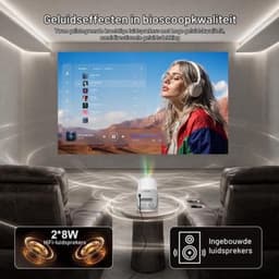 Beamer Native 1080p Full HD - Android 14 Smart Systeem - 16W Hi-Fi Luidsprekers - LCD Display - Voor Thuisbioscoop — thumbnail 5