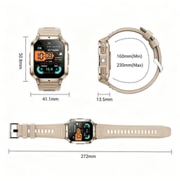 Robuuste Outdoor Smartwatch voor Heren – Bellen | Gebeld Worden – Waterdichte Fitnesstracker met Bloeddruk – Hartslag – SpO2 en Slaapmonitoring - Sporthorloge - Tactische Bluetooth Smart Watch voor iOS/Android - Khaki — thumbnail 4