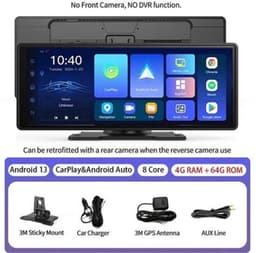 E64 - Dashcam voor Auto - WiFi - Dashcams - FullHD video - Super compact - Parkeermodus - 16:9 - 10.26 inch Scherm - Geen Camera aan de voor- en Achterkant - Zwart — thumbnail 3