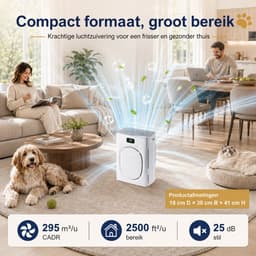 Rosnek Luchtreiniger voor Huisdieren - H13 HEPA + Actief Koolfilter - 350 m³/h CADR - Wasbaar Voorfilter tegen Kattenhaar, Hondenhaar, Pollen & Geuren - PM2.5 - Slaapmodus - Wit — thumbnail 5