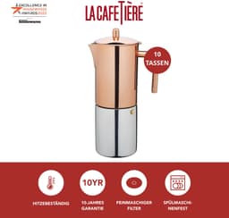 La Cafetière Percolator - Espresso Maker 10 Kopjes - 600 ml - RVS met Koperafwerking - Geschikt voor Inductie — thumbnail 4