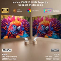 Beamer Android 13 - 750 ANSI Lumen - Full HD 1920 x 1080 Resolutie - LED Projector - Voor Thuisbioscoop En Presentaties — thumbnail 4