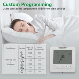 Wengart verwarmingsthermostaat WG02B05 - programmeerbaar 7 dagen, lcd-touchscreen, AC230V, Max3A, vloerverwarming, witte achtergrondverlichting — thumbnail 3