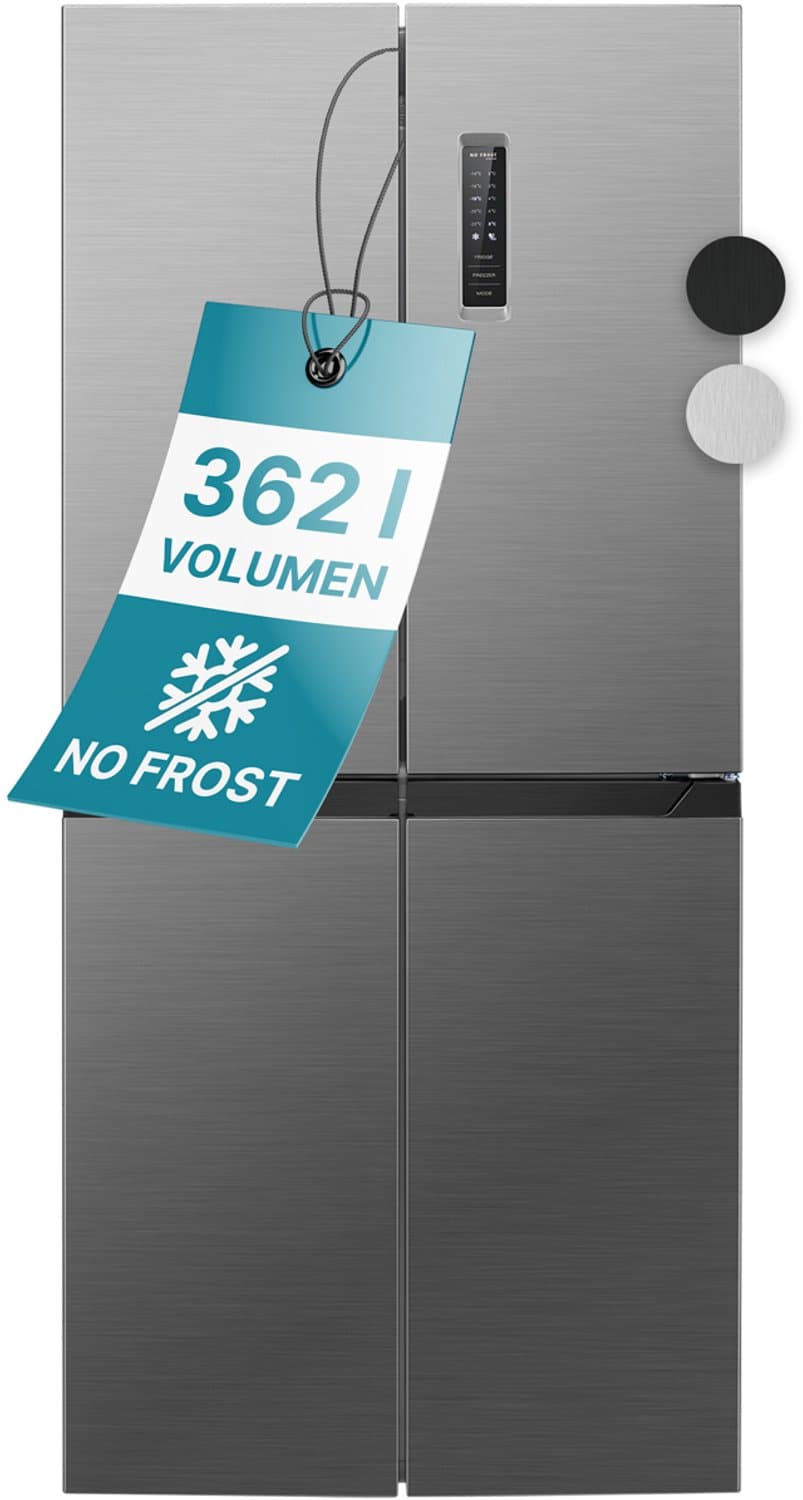 Bomann KG 7358 – Amerikaanse Koelkast - French Door - Cross Door Koel-vriescombinatie - 362 Liter - Total No Frost - Inox — afbeelding 1