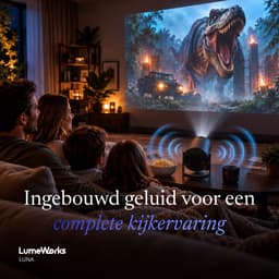 LumeWorks Luna Mini Beamer 2026 - 4K Support - Smart Projector met Android 14 - WiFi 6 & Bluetooth - Home Cinema - Draagbaar - Streamen vanaf Telefoon - Zwart — thumbnail 3
