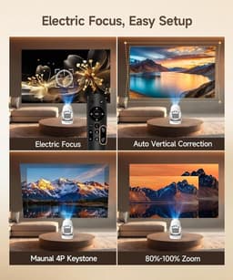 Velqon Draagbare Projector met Android 14 - Mini Beamer 4K Ondersteuning, 1080p Full HD, 260 ANSI Lumen, 5G WiFi, Bluetooth 5.4, 180° Draaibaar — thumbnail 2
