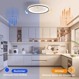 COVREO Plafondventilator met verlichting en afstandsbediening – Ventilator met RGB-licht – voor slaapkamer – 48,26 cm – Wit — thumbnail 3