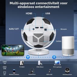 Mini Beamer LED - 1280 x 720 Resolutie - 170 ANSI Lumen - Wifi En Bluetooth - Draagbaar - Android 14 Smart Projector — thumbnail 3