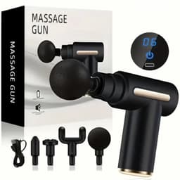 Professioneel massagepistool – Massageapparaat – Massagegun – Massage-apparatuur voor sport en ontspanning – Zwart & Goud – Draagbaar, oplaadbaar massageapparaat – LCD-scherm – Instelbaar via touchscreen (6 snelheden) – Ideaal als cadeau — thumbnail 1