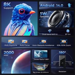 Beamer 2000 ANSI Lumen - Full HD 1080p Resolutie - 120W Vermogen - LCD - Zwart - Home Theater Projector — thumbnail 3