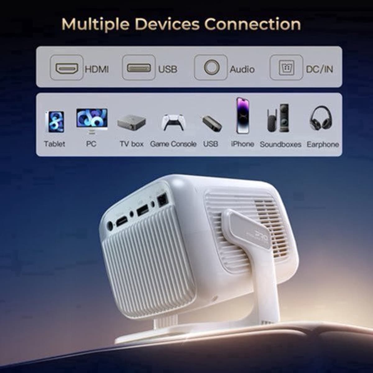 Beamer 350 ANSI Lumen - Full HD 1920x1080 Resolutie - Android 11 Wifi6 Bluetooth 5.4 - Home Theater Projector — afbeelding 1