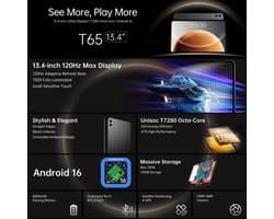 Tablet 13,4 Inch 4G Android 16 - 6 GB RAM 128 GB Opslag - IPS Scherm - Octa Core Processor - Voor Volwassenen