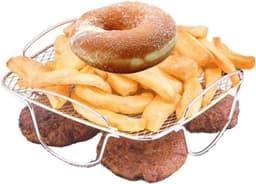 Luchtfriteuse Accessoire Frame, 304 Staal Voedselgrill met Droogfunctie voor Vlees en Fruit, Stoomgrill Compatibel met Luchtfriteuses, 20,5 x 20,5 x 9 cm — thumbnail 1