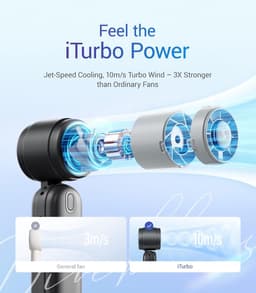 Draagbare Handventilator Turbo 4000mAh - Opvouwbare Mini Ventilator met 5 Snelheden voor Reis en Thuis — thumbnail 1