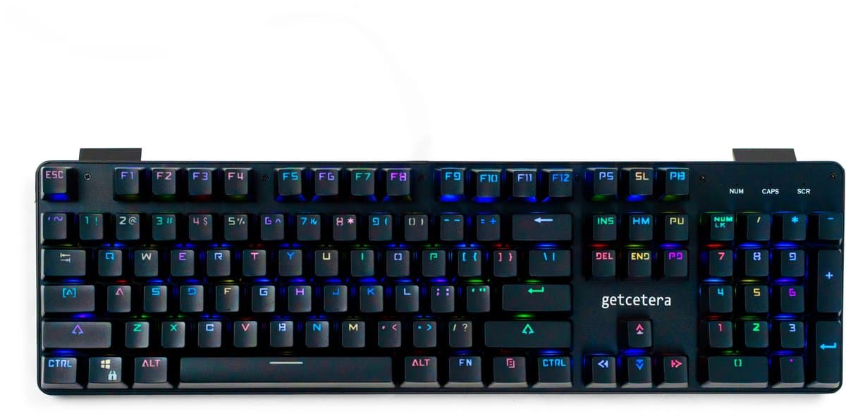 getcetera Mechanisch Gaming Toetsenbord - 104 Toetsen - Red Switches - RGB - QWERTY - USB-C Bedraad - Zwart — afbeelding 1