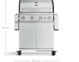 BURNHARD® 4 Branders gasbarbecue Big FRED Deluxe Series 3 incl. achterbrander, keramische 900°C infraroodbrander, zijkookplaat, gietijzeren grillrooster + uitklapbare zijtafels — thumbnail 4